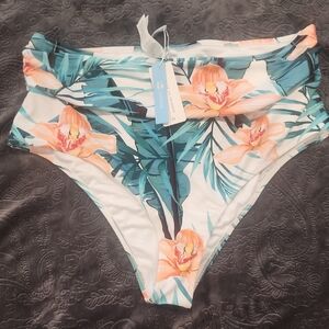 Cupshe Floral High-Waisted Bikini Bottom